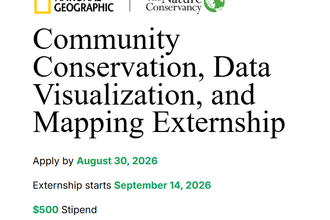 Stage en conservation communautaire, visualisation des données et cartographie 2026 : Opportunité internationale à distance avec une bourse de 500 $